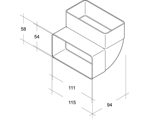 Dessin technique d''un raccord en T pour conduit de ventilation avec dimensions