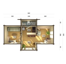 Gartenhaus Palmako Anna 26,8 m² inkl. Fussboden 904 x 560 cm natur