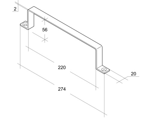 Technische Zeichnung eines Haltegriffs mit Maßangaben