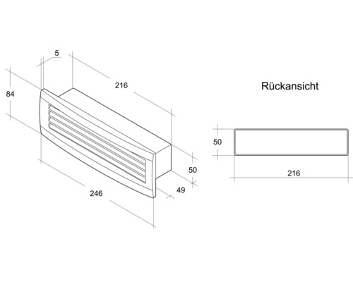 Dessin technique d''une grille d''arrivée d''air avec dimensions.