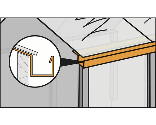 Illustration d''une serre avec vue détaillée d''une gouttière de toit