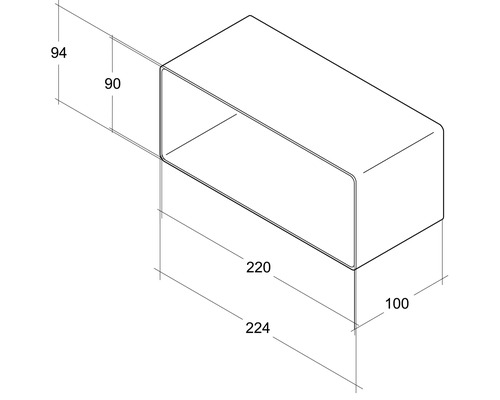 Dessin technique d''un boîtier rectangulaire avec des dimensions
