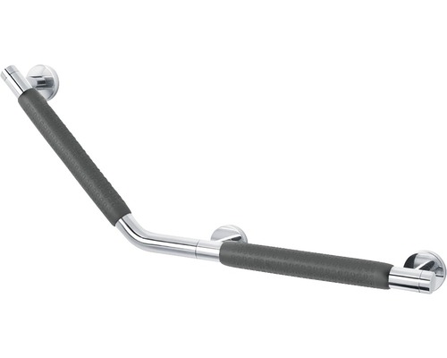 Barre d''appui angulaire avec surface structurée pour le soutien dans la salle de bain