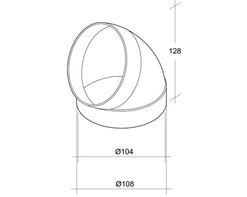 Dessin technique d''un coude de tuyau avec dimensions