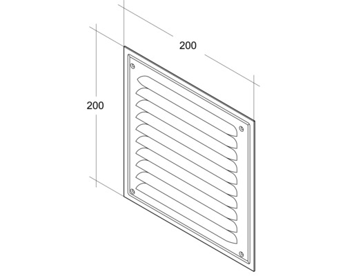 Illustration d''une grille d''alimentation en air aux dimensions de 200 x 200 mm