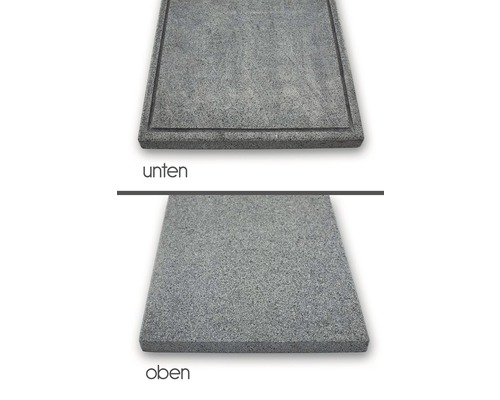 Dalle de granit grise, dessus et dessous