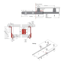 Schéma technique d''une coulisse de tiroir avec dimensions