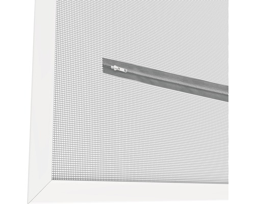 Moustiquaire avec fermeture éclair dans un cadre blanc