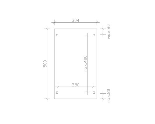Dessin technique d''une plaque avec les dimensions : 500 x 304 mm