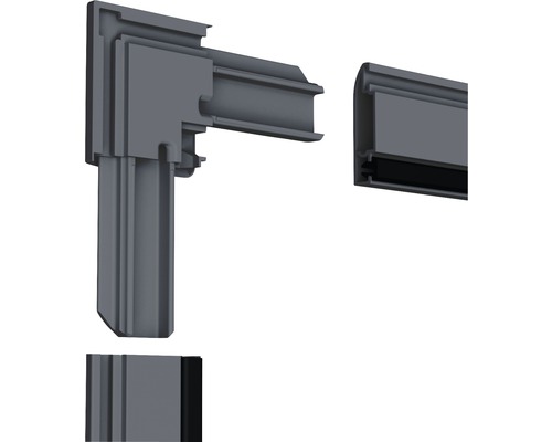 Detailansicht Eckverbindung und Profil eines Rahmens
