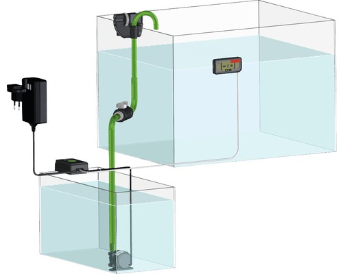 Aquarium avec système de filtration et affichage de la température