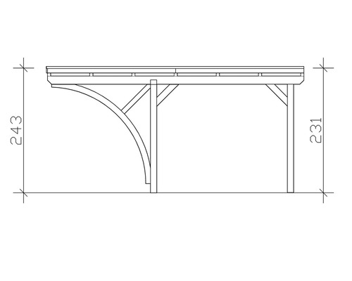 Dessin technique d''un carport avec indications de hauteur