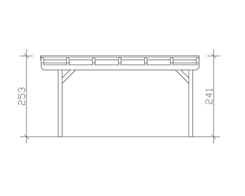 Dessin technique d''un carport avec indications de hauteur