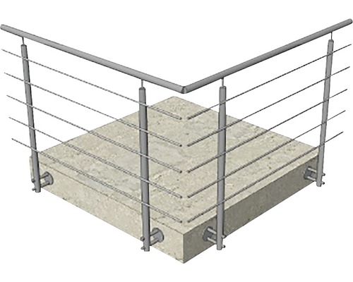 Garde-corps en acier inoxydable avec barreaux horizontaux dans un angle