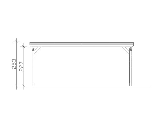Dessin technique d''un carport en bois avec indications de hauteur
