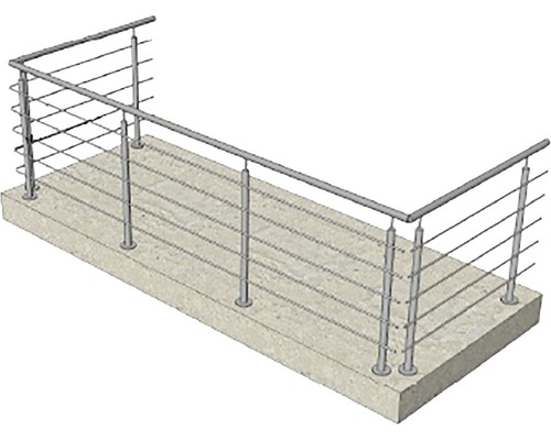 Garde-corps en acier inoxydable sur sol en béton