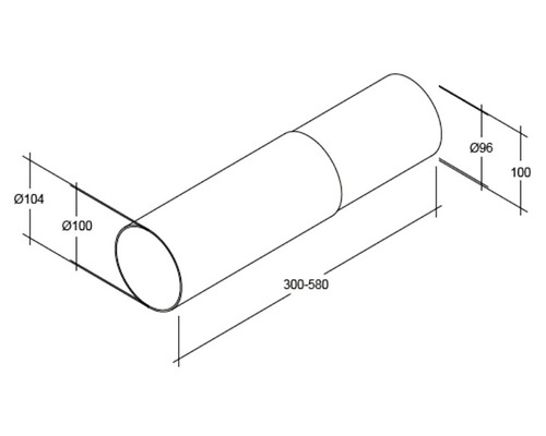 Technische Zeichnung eines runden Rohres mit Massangaben