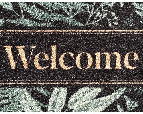 Paillasson avec inscription de bienvenue et motif floral