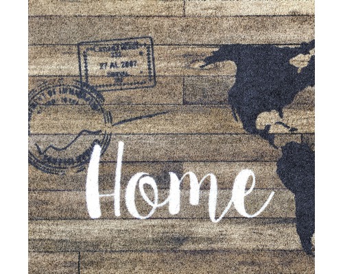 Fussmatte mit Weltkarte und dem Wort Home