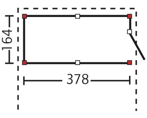 Schéma d''un objet rectangulaire mesurant 164 sur 378