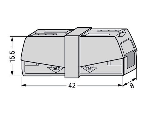 Illustration d''un domino électrique avec indications de taille.