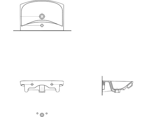 Dessin technique d''un lavabo avec différentes vues.