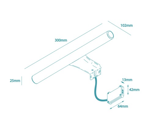 Dessin technique d''un luminaire tubulaire avec dimensions