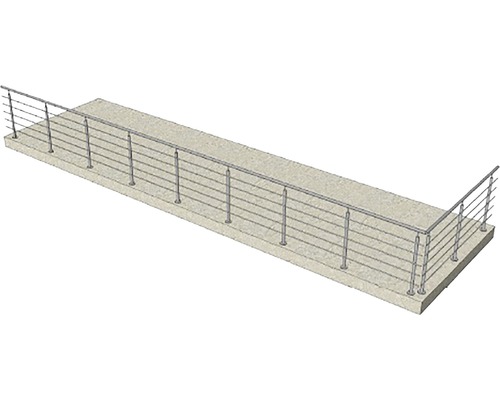 Garde-corps de balcon en acier inoxydable sur une plaque de béton