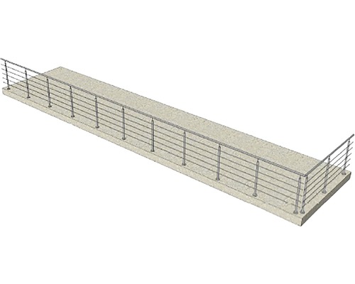 Garde-corps en acier inoxydable sur une surface en béton