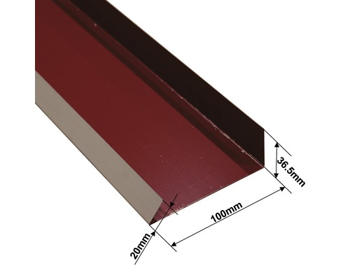 Dachrandprofil mit Maßangaben 36,5 mm, 100 mm und 20 mm