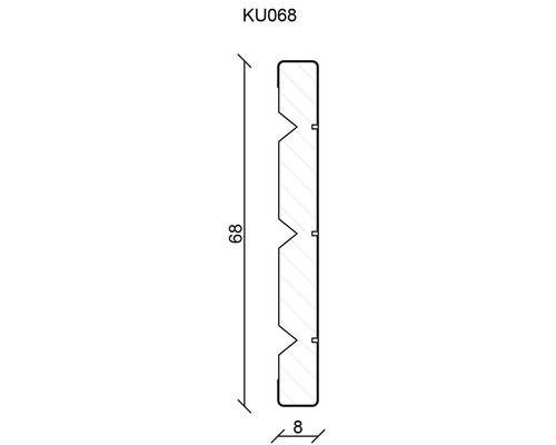 Dessin technique d''un profilé mesurant 68 millimètres de haut et 8 millimètres de large