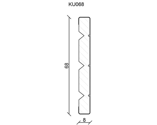 Dessin technique d''un profilé mesurant 68 sur 8 millimètres.