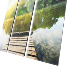 Dreiteiliges Wandbild mit einem Steg an einem See