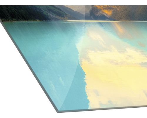 Image en verre acrylique avec un lac de montagne