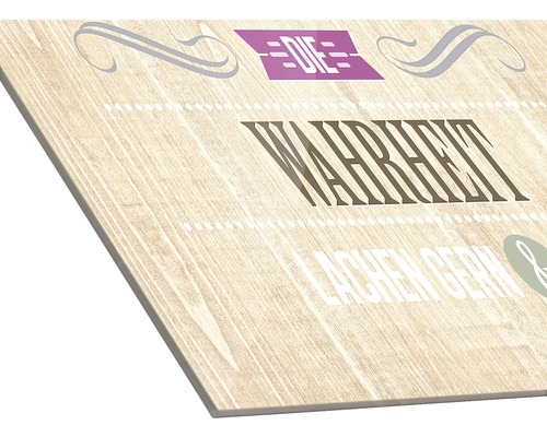 Panneau décoratif avec structure en bois et le texte : La vérité aime rire.