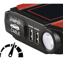 Starthilfe-Gerät mit Überbrückungskabelanschluss, USB-Anschlüssen und LED-Lampe