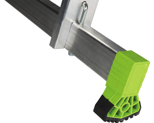 Detailansicht eines Aluminiumleiterelements mit Fusskappe