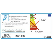 Étiquette énergétique avec des informations sur la LED intégrée d''un luminaire