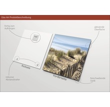 Glasbild mit Strandmotiv, inklusive Wandhalterung für sofortiges Aufhängen