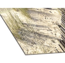 Dekorplatte mit Sand, Gras und Holzzaun Motiv