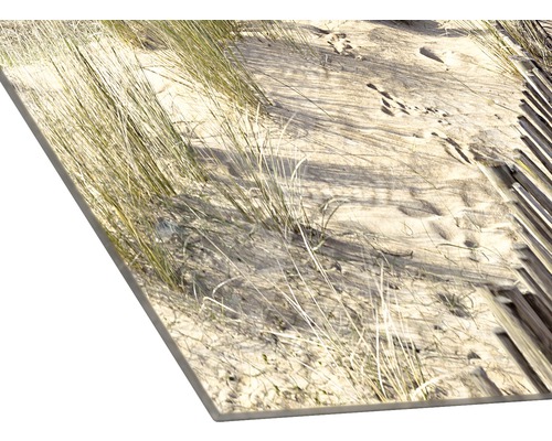 Panneau décoratif avec motif de sable, d''herbe et de clôture en bois