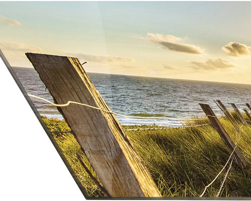 Image murale décorative avec motif de côte et clôture en bois