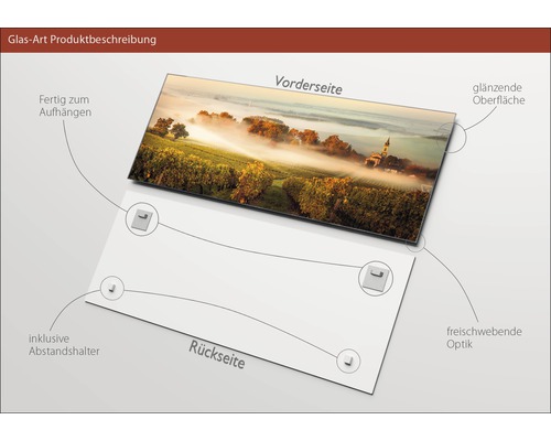 Image en verre avec vue sur le paysage, avec entretoise et surface brillante
