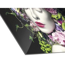 Acrylglasbild mit Frau und Blumenmuster