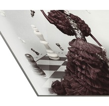 Acrylglasbild mit Frau im Kleid und Schachfiguren