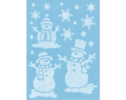 Illustration avec des bonhommes de neige et des flocons de neige