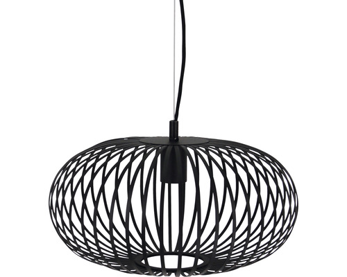 Schwarze Pendelleuchte mit ovalem Drahtschirm