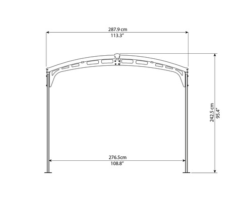 Schéma technique d''un pavillon avec indications de dimension