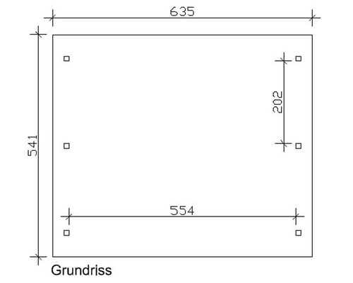 Grundriss mit Maßangaben 635 x 541 mm