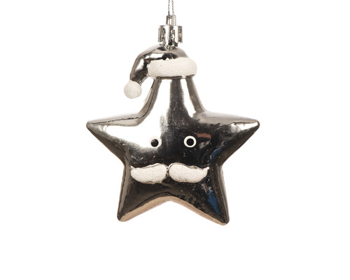 Weihnachtsbaumschmuck Stern mit Weihnachtsmannmütze und Schnurrbart